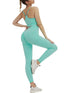 the keeper GATHERED CROP & high waist scrunch butt legging SET Aqua